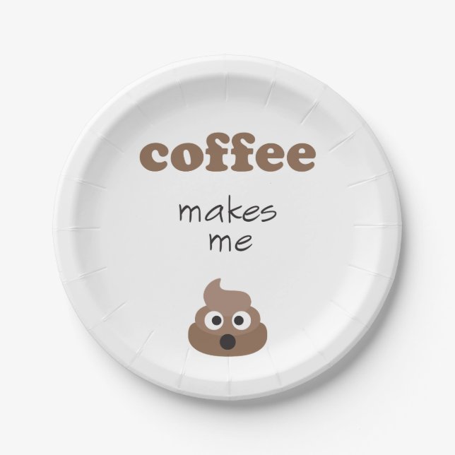 Assiettes En Carton Le café amusant me fait poop phrase émoji (Devant)