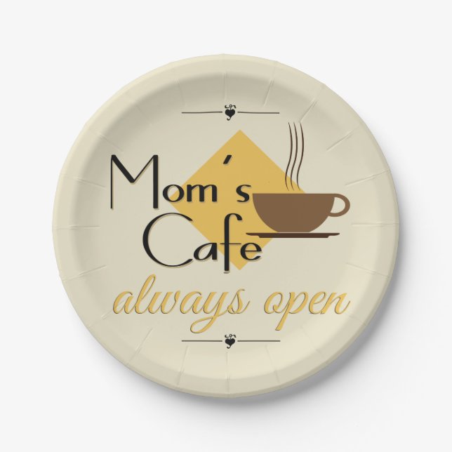 Assiettes En Carton Le café de maman toujours ouvert (Devant)