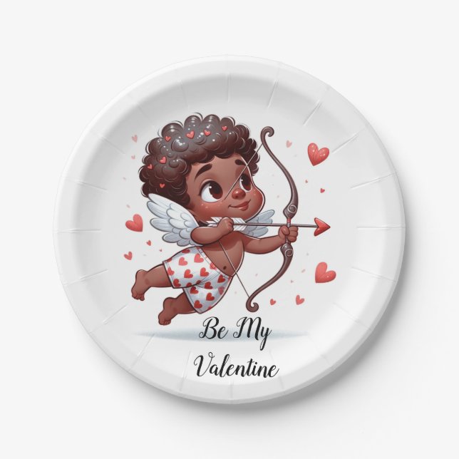 Assiettes En Carton Le charme de Cupidon Be My Valentine (Devant)