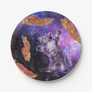 Assiettes En Carton Le chat a frappé le bacon à l'oeil laser