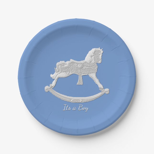 Assiettes En Carton Le cheval de basculage de baby shower (Devant)