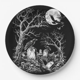 Assiettes En Carton Le cimetière Nevermore