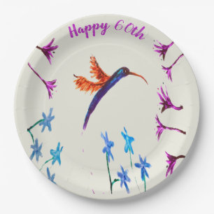 Assiettes En Carton Le colibri fleurit l'anniversaire d'anniversaire