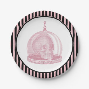 Assiettes En Carton Le crâne vintage dans une cloche   Apothecaire d'H