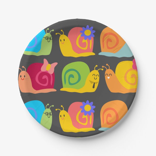 Assiettes En Carton Le design des petits escargots (Devant)