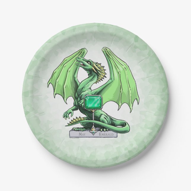 Assiettes En Carton Le dragon de Pierre de naissance de May : Emerald (Devant)