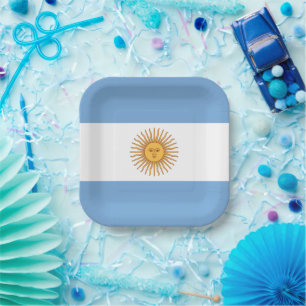 Assiettes En Carton Le drapeau de l'Argentine avec le soleil de mai