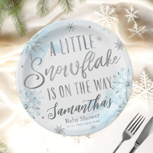 Assiettes En Carton Le flocon de neige est en route Baby Shower