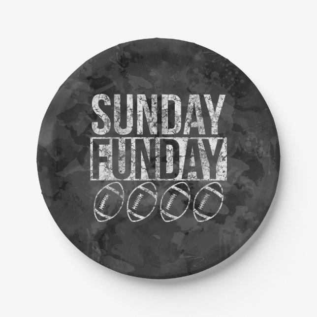 Assiettes En Carton Le football de cru de dimanche Funday (Devant)
