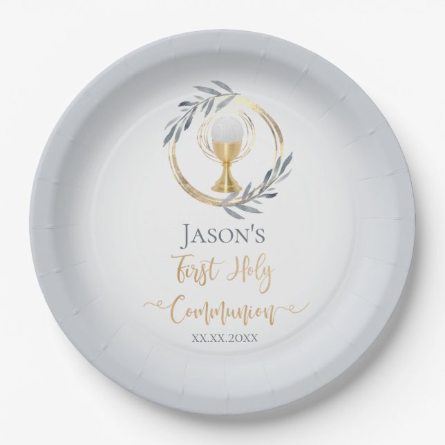 Assiettes En Carton Le garçon catholique de la première communion (Devant)