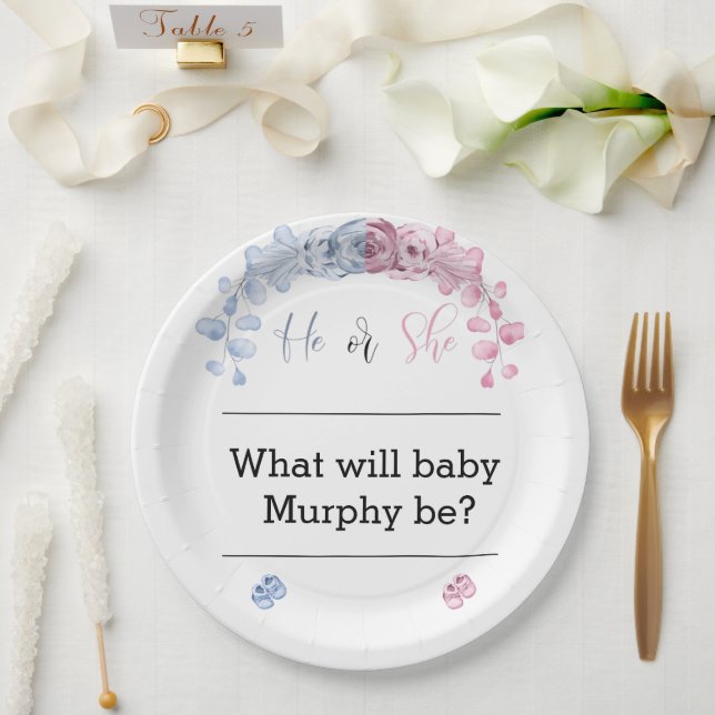 Assiettes En Carton Le genre révèle l'invitation, Il ou elle (Mariage)