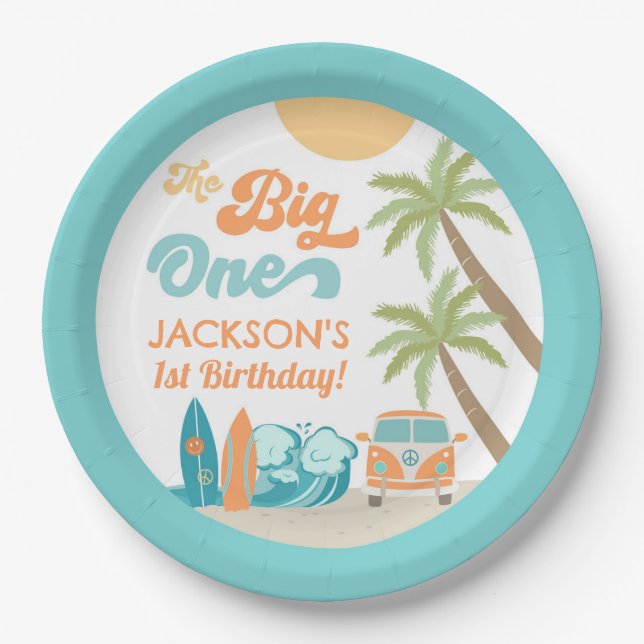 Assiettes En Carton Le grand Surf d'Anniversaire (Devant)