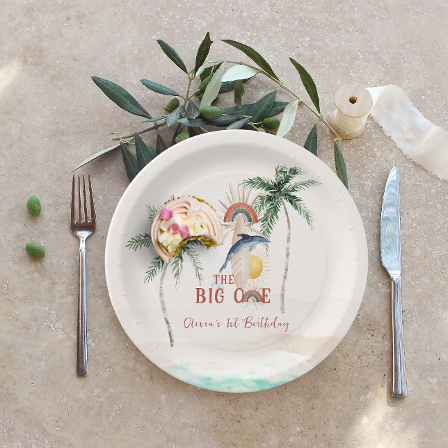Assiettes En Carton Le grand | Surf d'été rétro Anniversaire (Créateur téléchargé)