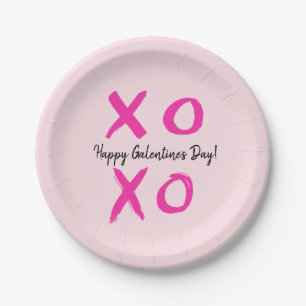 Assiettes En Carton Le jour XOXO de Galentine heureux rose