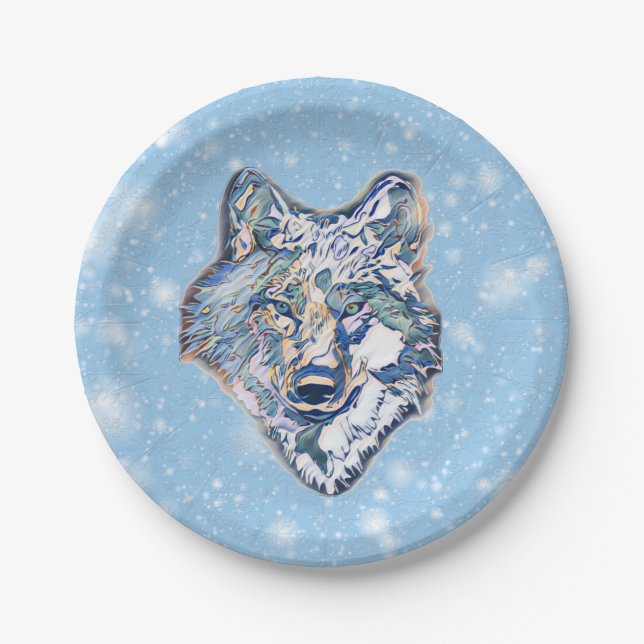 Assiettes En Carton Le loup d'hiver   (Devant)