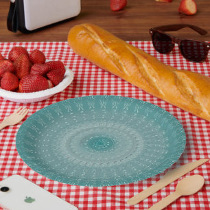 Assiettes En Carton Le Mandala bleu mer élégant