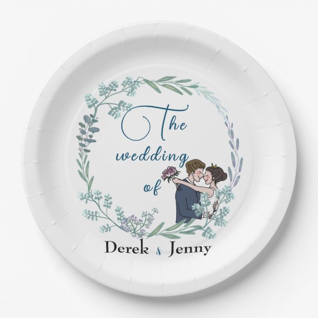 Assiettes En Carton Le mariage des amateurs de bleu (Devant)