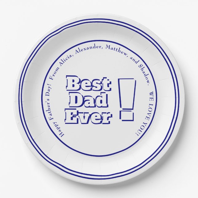Assiettes En Carton Le "meilleur papa jamais ! "Marine audacieuse (Devant)