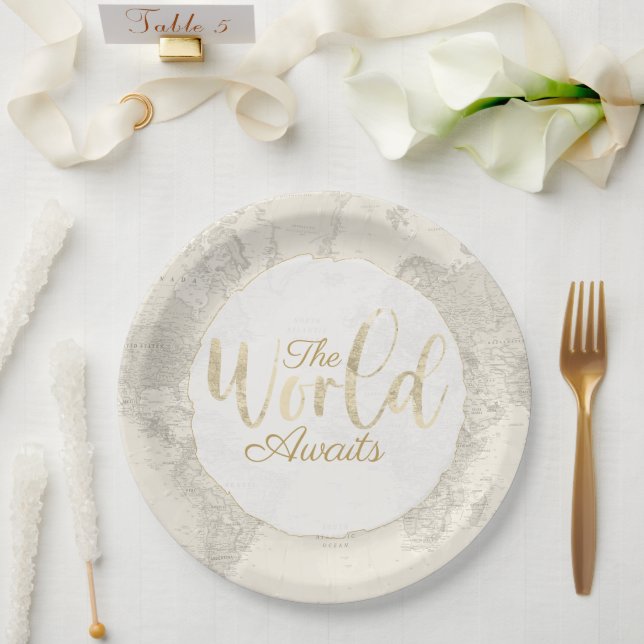 Assiettes En Carton Le monde attend (Mariage)