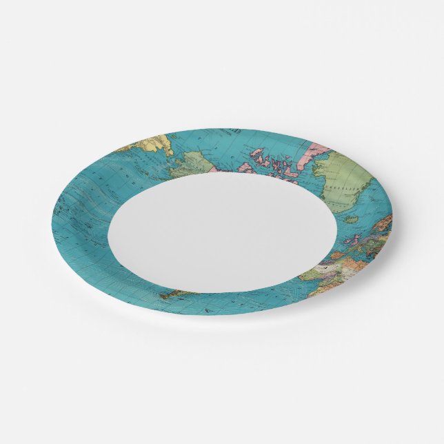 Assiettes En Carton Le monde, la projection de Mercator (Angle)