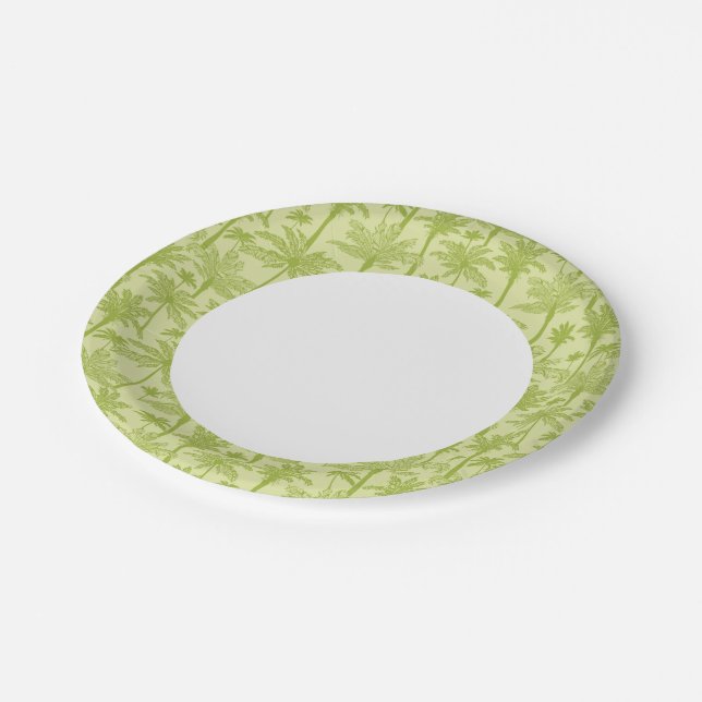 Assiettes En Carton Le Motif des palmiers verts (Angle)