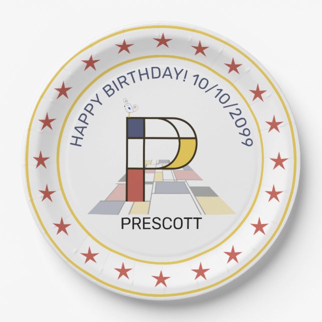 Assiettes En Carton Le néoplasticisme est un monogramme élégant. Lettr (Devant)