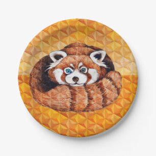 Assiettes En Carton Le panda rouge concernent le cubisme orange
