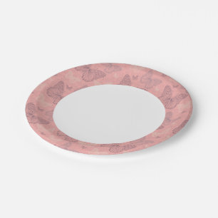 Assiettes En Carton Le Papillon rose
