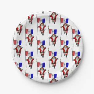 Assiettes En Carton Le Père Noël Avec Le Drapeau De Cleveland