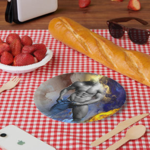 Assiettes En Carton Le physique d'homme musclé en nuances de gris de S