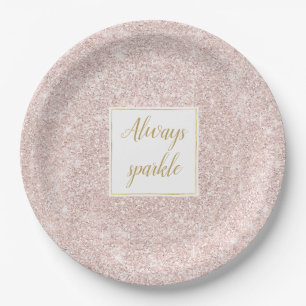 Assiettes En Carton Le rose rougissent étincelle de parties