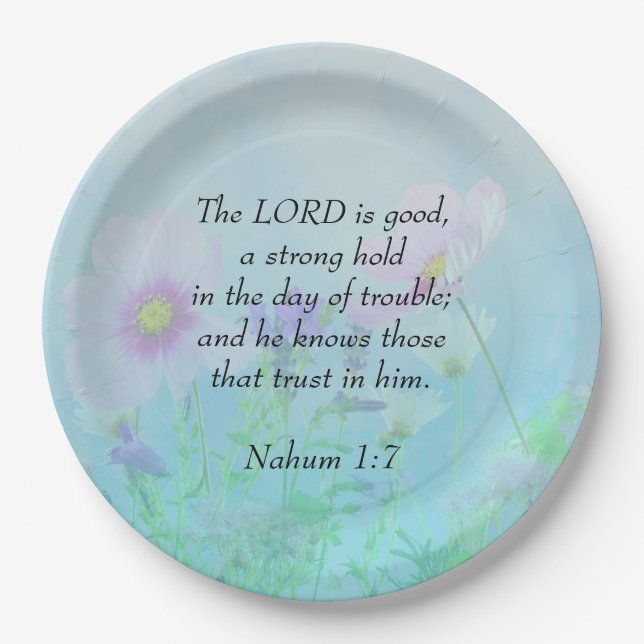 Assiettes En Carton Le Seigneur Est Bon - Nahum 1:7 (Devant)