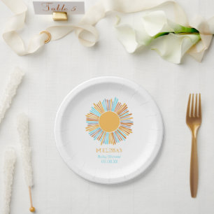 Assiettes En Carton Le soleil boho rétro vient ici le soleil
