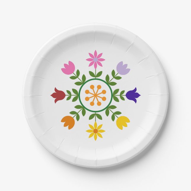Assiettes En Carton Le style scandinave fleurit la roue (Devant)