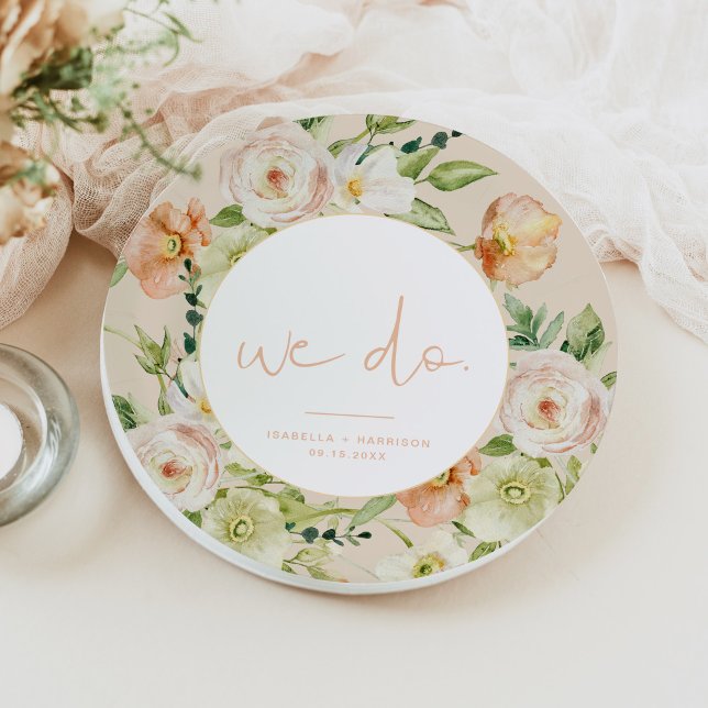 Assiettes En Carton LEAH Creamy Beige Spring Floral Nous faisons Maria (Créateur téléchargé)