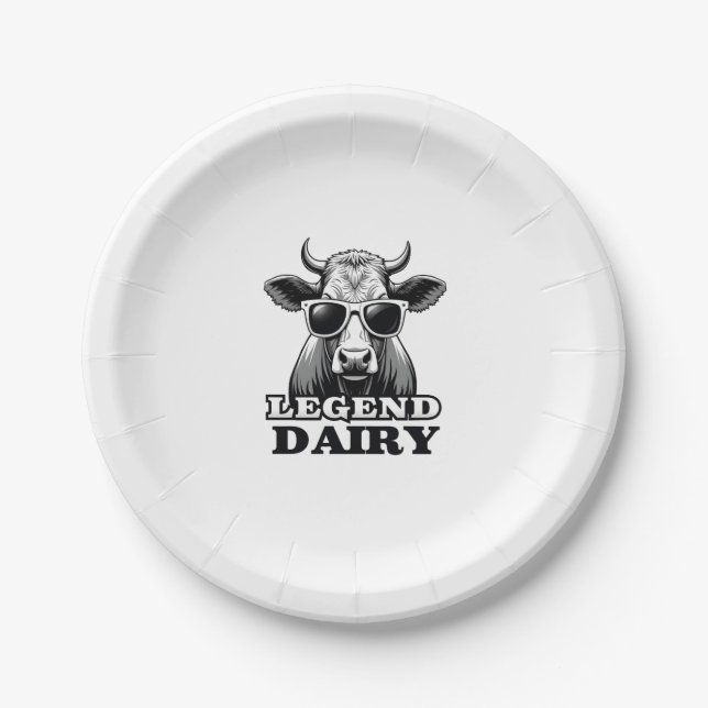 Assiettes En Carton Legend Dairy Funny Farmer Cow Farmer Pun Graphic T (Devant)