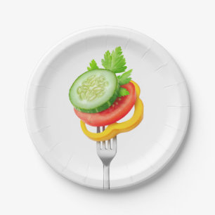 Assiettes En Carton Légumes à la fourche