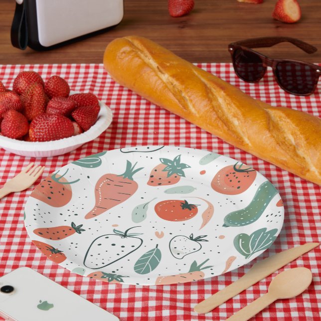 Assiettes En Carton Légumes à main (Pique-nique)
