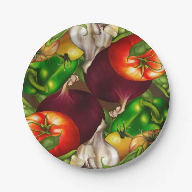 Assiettes En Carton Légumes et herbes Aliments Légumes biologiques (Devant)