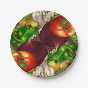 Assiettes En Carton Légumes et herbes aliments végétaux biologiques na