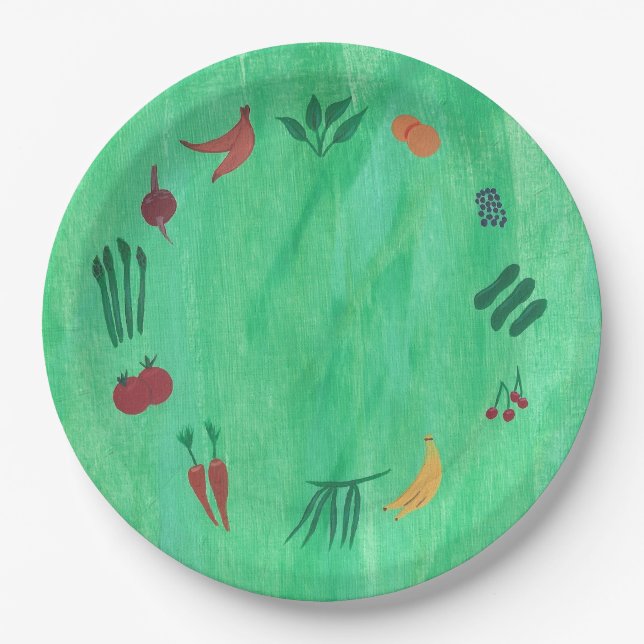 Assiettes En Carton Légumes fruits des plats de Livre vert (Devant)