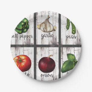 Assiettes En Carton Légumes & Herbes Cuisine Moderne Rustique Art Alim