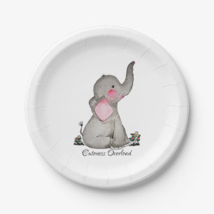 Assiettes En Carton L'éléphant mignon de bébé d'aquarelle avec
