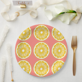 Assiettes En Carton Lemonade rose moderne & Jaune