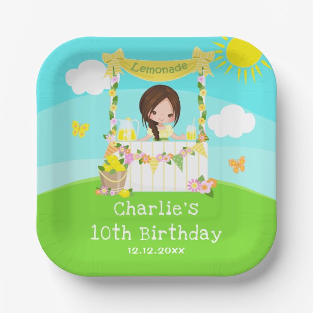 Assiettes En Carton Lemonade Stand Anniversaire Brown coiffeuse (Recto)