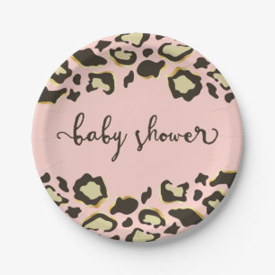 Assiettes En Carton L'empreinte de léopard rougissent baby shower d