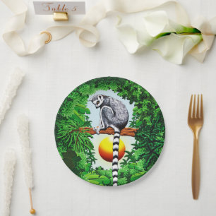 Assiettes En Carton Lémur de Madagascar