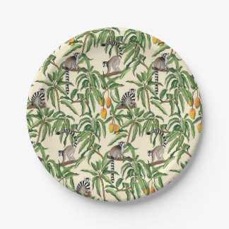 Assiettes En Carton lemurs and branches mango seamlesters  