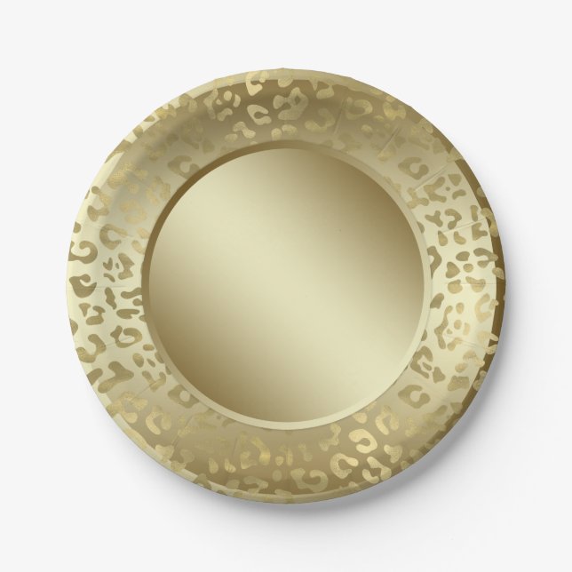 Assiettes En Carton Leopard d'or (Devant)