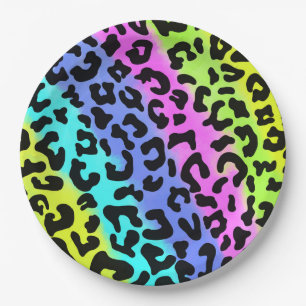 Assiettes En Carton Leopard Wild Cat Rainbow Motif, Leopard Cadeau